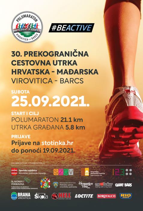 PRIJAVITE SE 30. Prekogranični cestovni polumaraton, Virovitica-Barcs